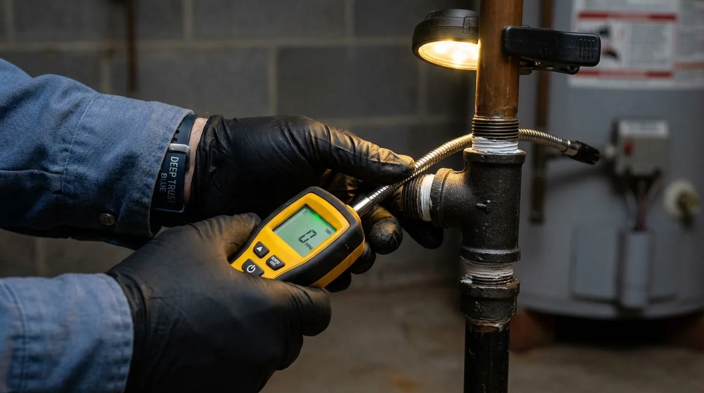 Gas leak detection with electronic sniffer by Johns Plumbing LLC in Kinder