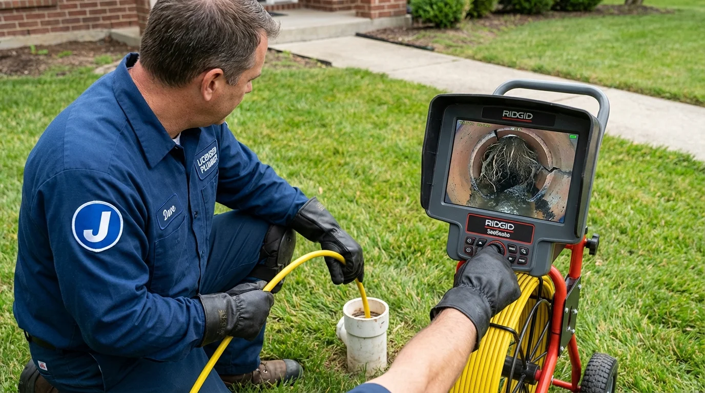 Sewer camera inspection being performed by Johns Plumbing LLC in Kinder
