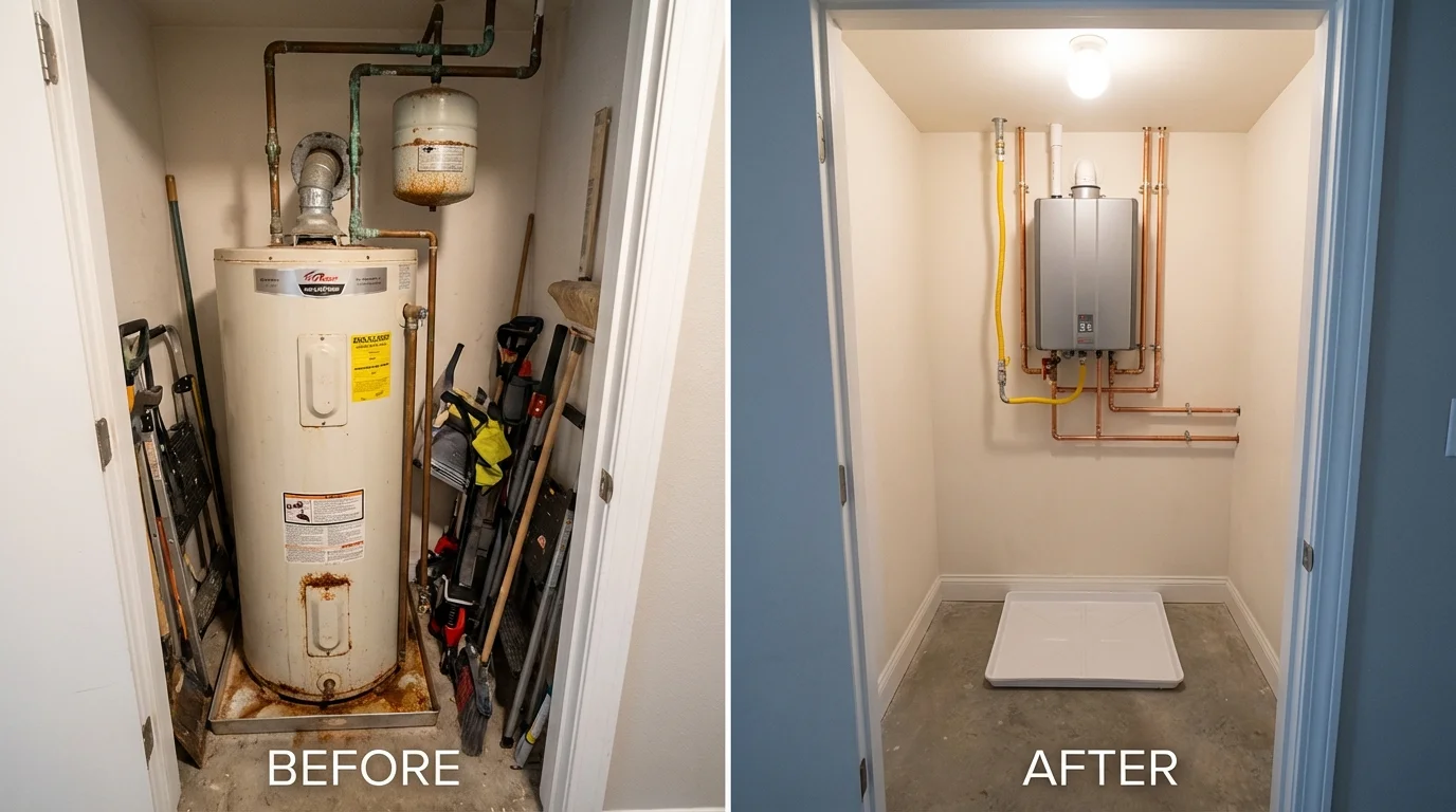 Tank water heater versus wall-mounted tankless unit comparison for Kinder, LA homeowners