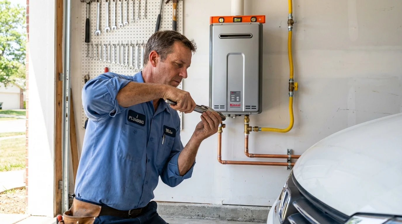 Tankless water heater installation by a Johns Plumbing LLC plumber in Kinder